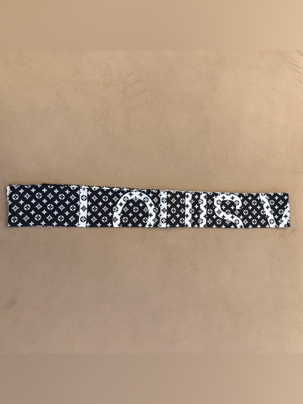 Chic Black & White Monogram Bandana Print Twilly Skinny Scarf - New (Longer) - Picture 2 of 8